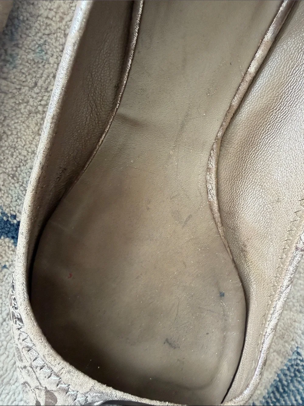 Tory Burch Metallic Taupe Logo Ballet Flats